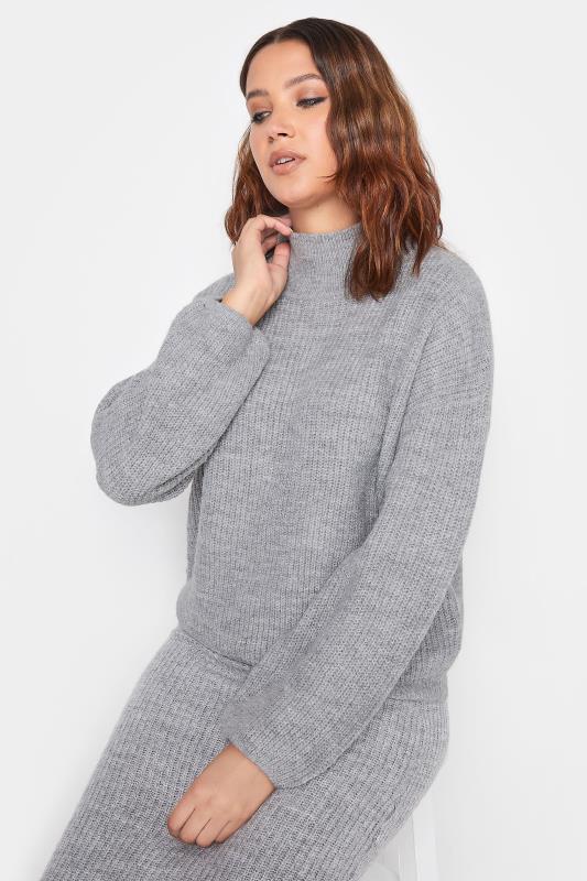 Tall  LTS Tall Grey Funnel Neck Knitted Jumper