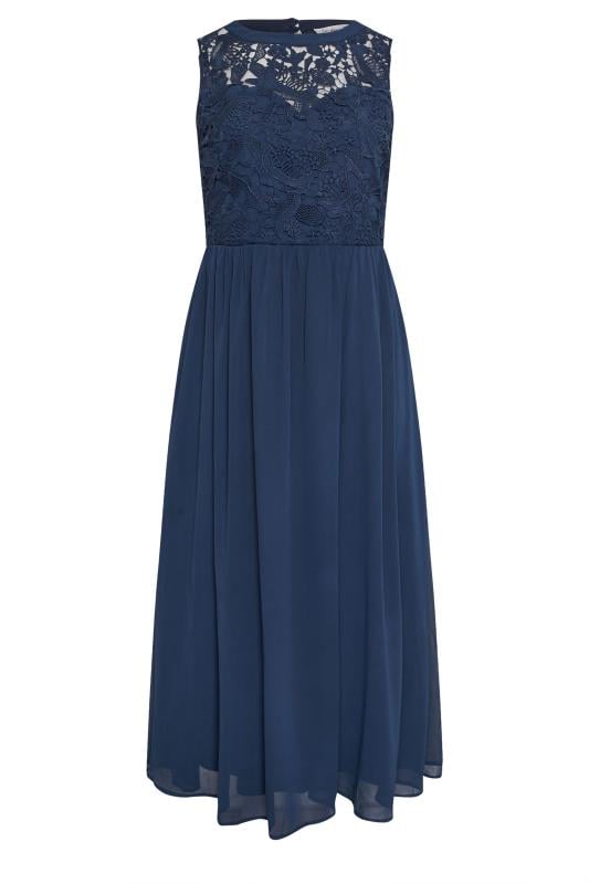 YOURS LONDON Plus Size Navy Blue Lace Bodice Maxi Dress | Yours Clothing  5