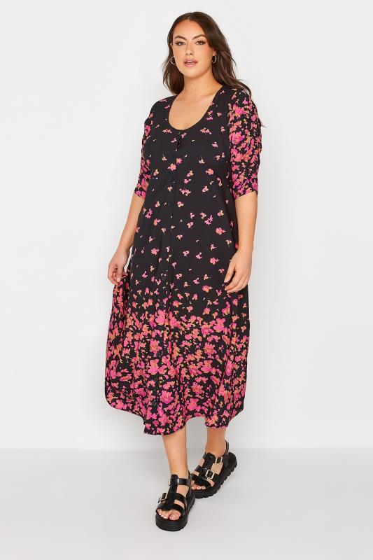 LIMITED COLLECTION Curve Black & Pink Floral Tea Dress 2
