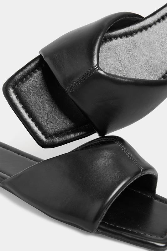 Black Square Toe Padded Sandals In Standard D Fit | PixieGirl  5