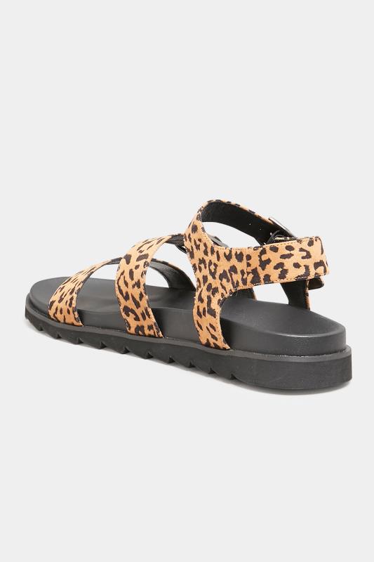 Black Leopard Print Buckle Sandals In Extra Wide EEE Fit 6