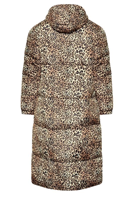 Plus Size Brown Leopard Print Hooded Puffer Maxi Coat | Yours Clothing 7