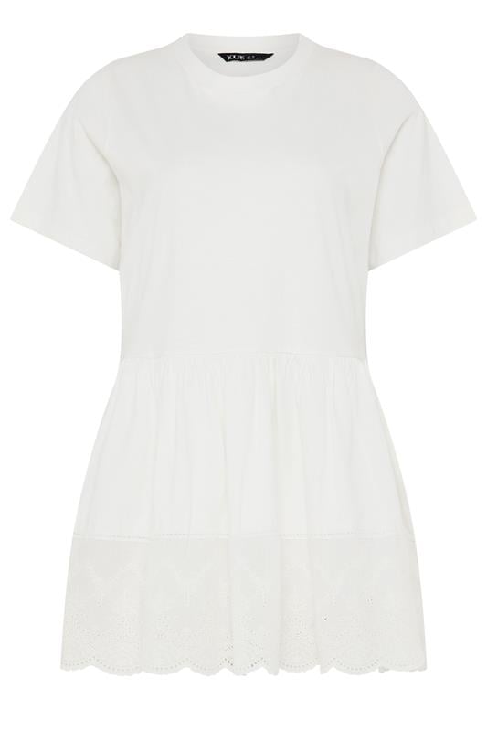 YOURS Plus Size White Tiered Peplum Top | Yours Clothing 5