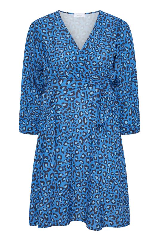 YOURS LONDON Plus Size Blue Leopard Print Wrap Dress |Yours Clothing 6
