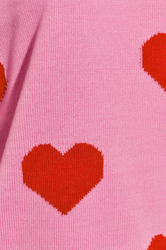 Plus Size Pink Heart Jacquard Knitted Jumper | Yours Clothing  4