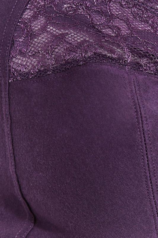 Purple Non-Wired Cotton Bra With Lace Trim | Yours Clothing 2