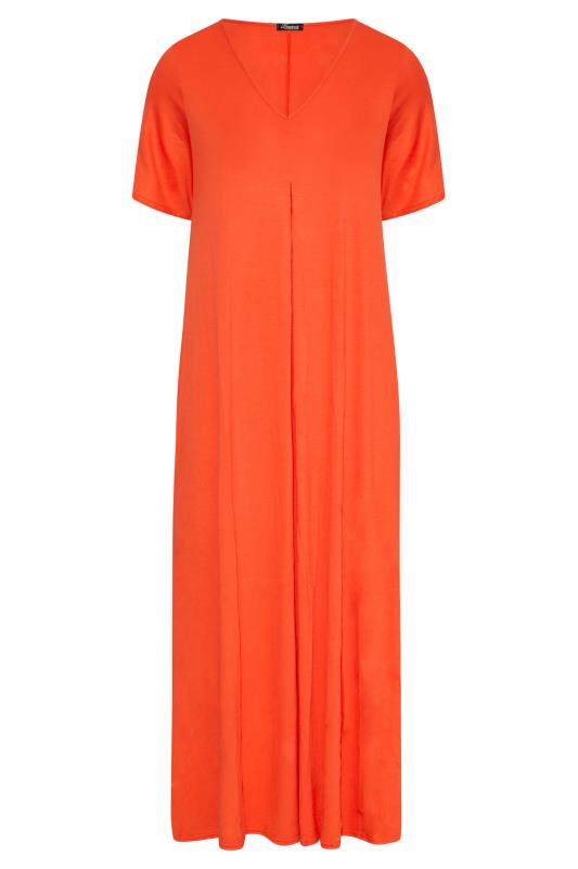 LIMITED COLLECTION Curve Orange Pleat Front Maxi Dress 6