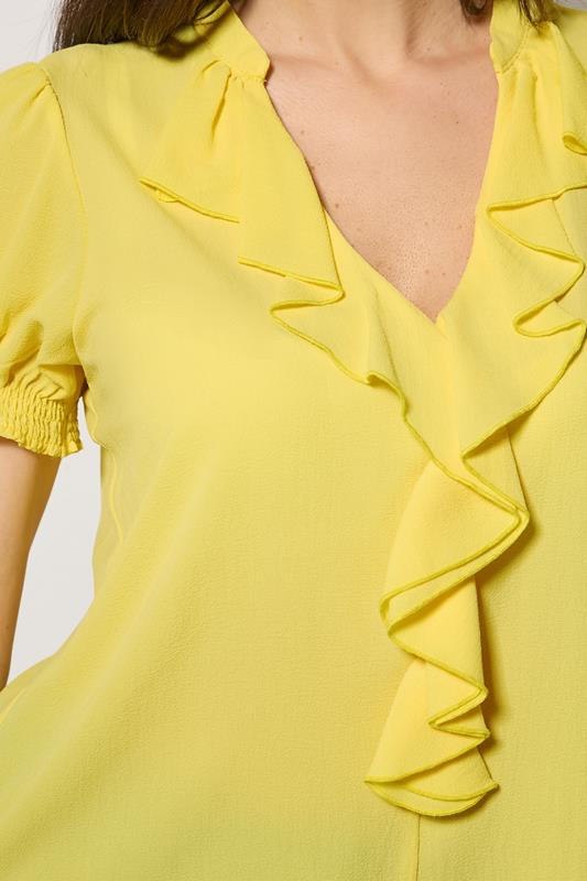 M&Co Yellow Frill Front Short Sleeve Blouse | M&Co 5