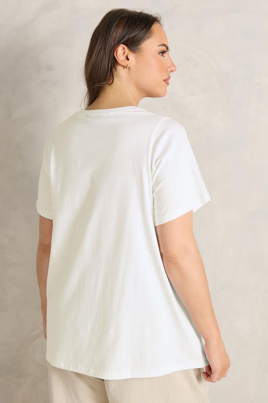 EVANS Plus Size White Beaded Flower T-Shirt | Evans 4