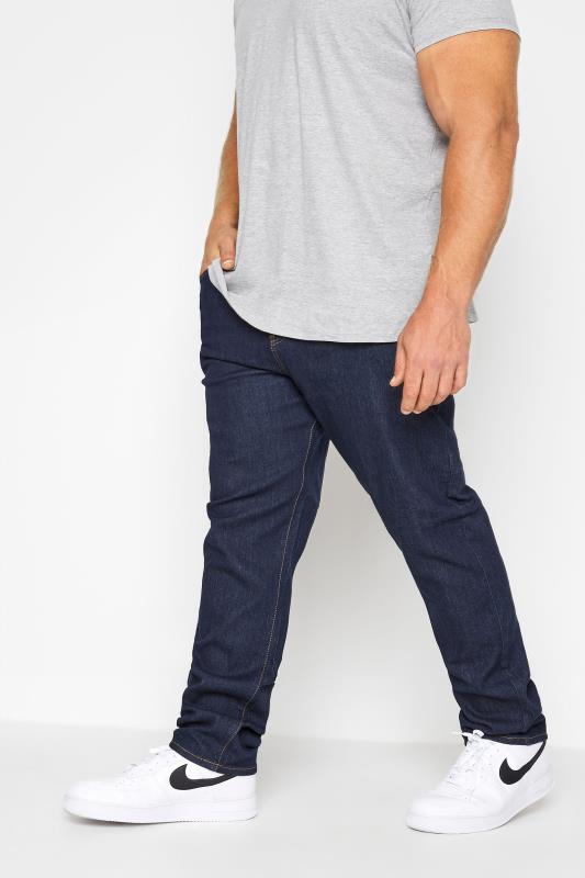 Straight Grande Taille KAM Big & Tall Indigo Blue Regular Fit Stretch Jeans