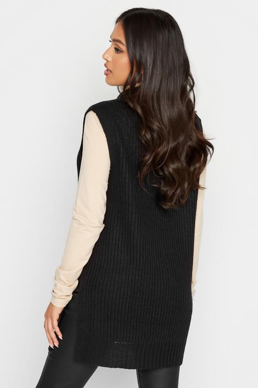 Petite Black Zip Longline Knitted Vest Top | PixieGirl 3