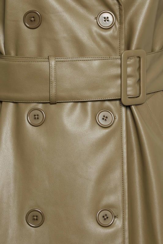 YOURS Plus Size Olive Green Faux Leather Trench Coat | Yours Clothing 7