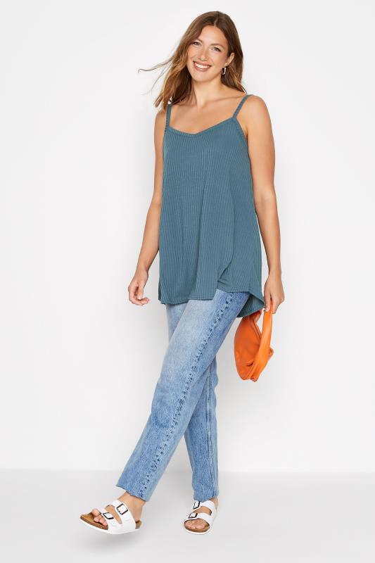LTS Tall Blue Ribbed Swing Cami Top 2