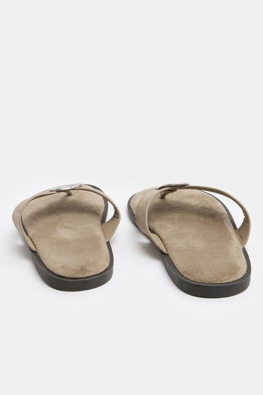 Natural Brown Hammered Disk Sandals In Extra Wide EEE Fit | Yours Clothing 4