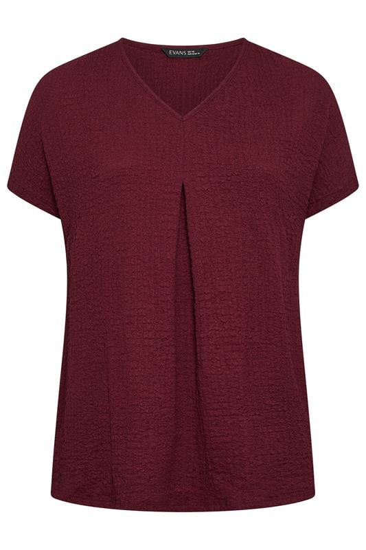  EVANS Curve Berry Red Pleat Front Swing Top