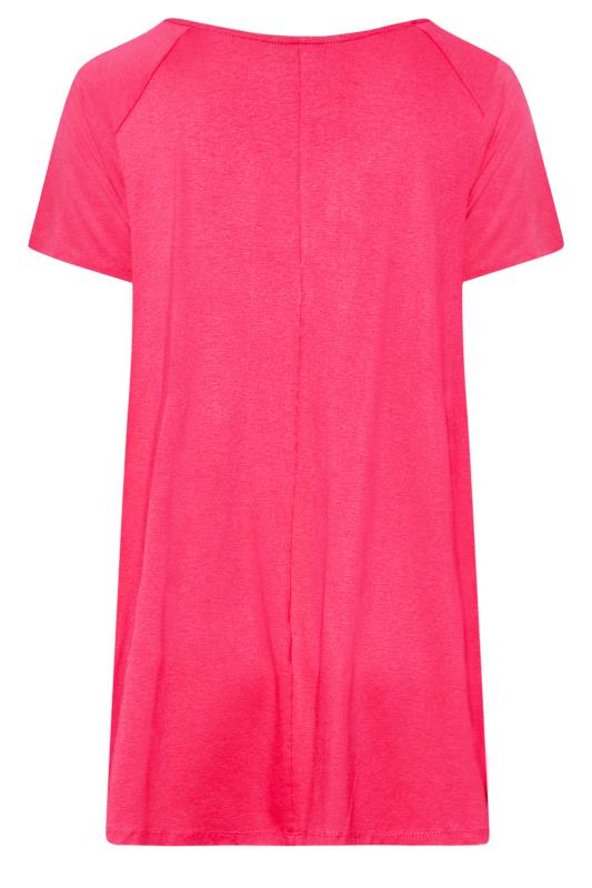 Curve Hot Pink Zip Neck T-Shirt | Yours Clothing 7