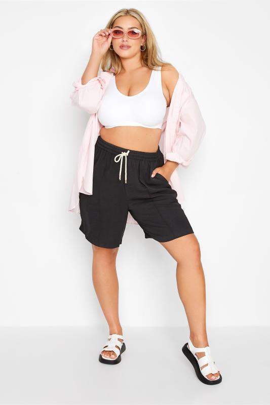 Plus Size Black Lightweight Twill Shorts | Yours Clothing 1