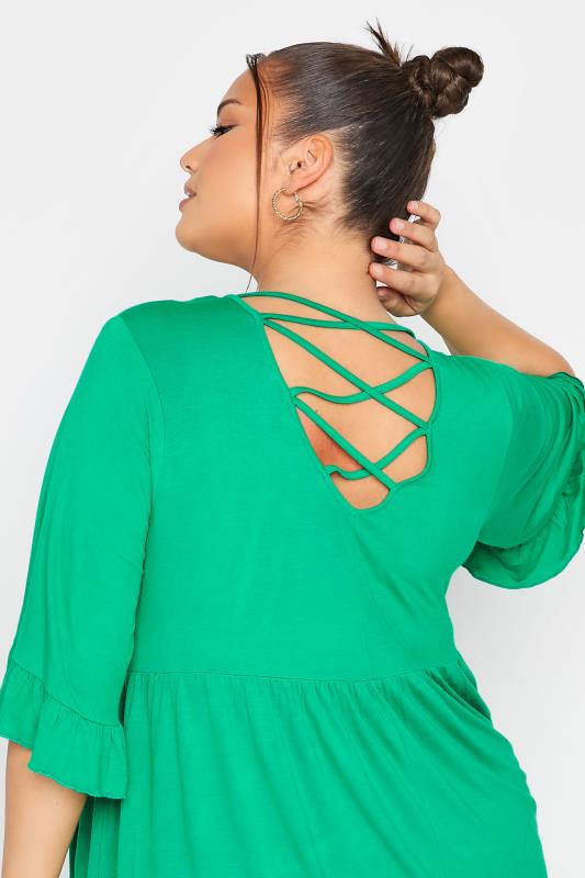 LIMITED COLLECTION Curve Jade Green Cross Back Frill Top 4