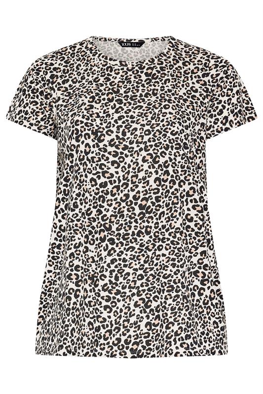 YOURS Plus Size Cream Leopard Print Short Sleeve Top | Yours Clothing 5
