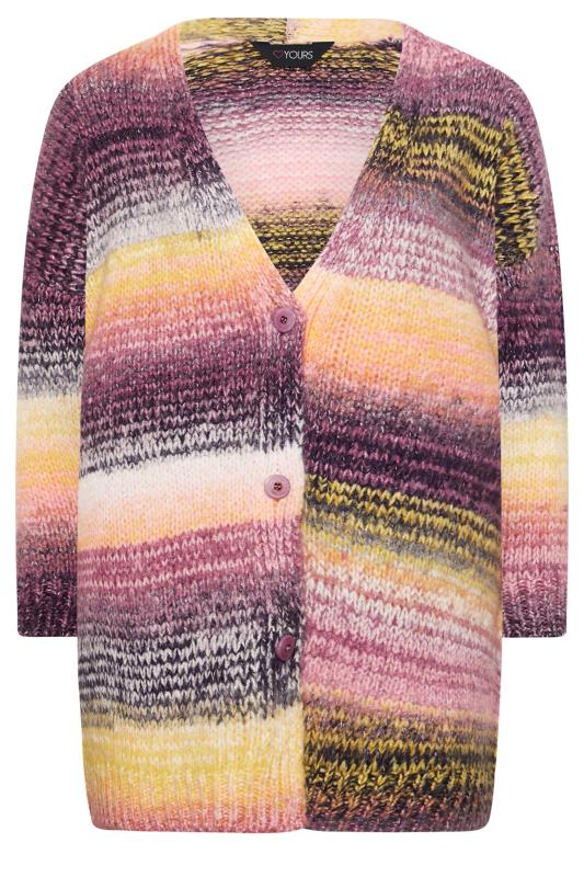 Plus Size Purple & Yellow Ombre Knitted Cardigan | Yours Clothing 7