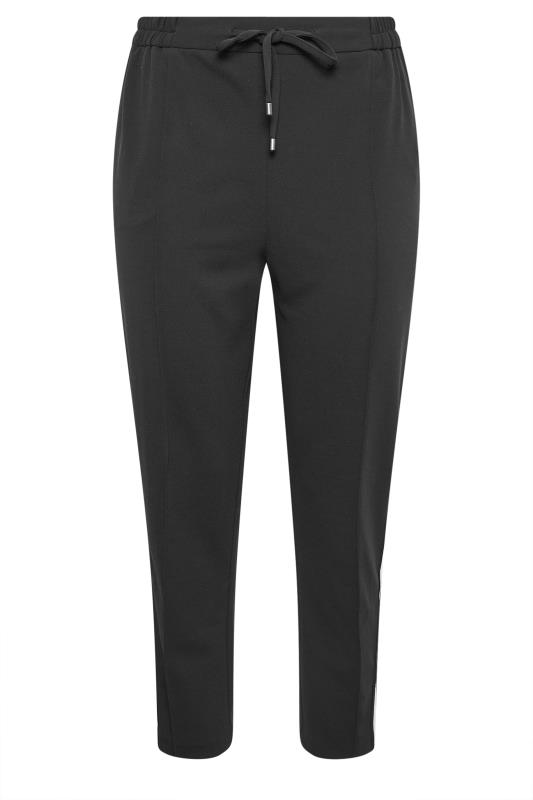 YOURS Plus Size Black Side Stripe Straight Leg Joggers | Yours Clothing 5