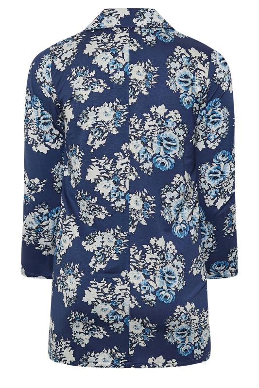 Plus Size Navy Blue Floral Longline Blazer | Yours Clothing 7
