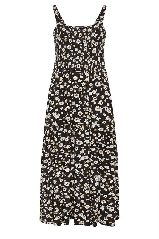 YOURS Plus Size Black Floral Shirred Midi Dress | Yours Clothing 5