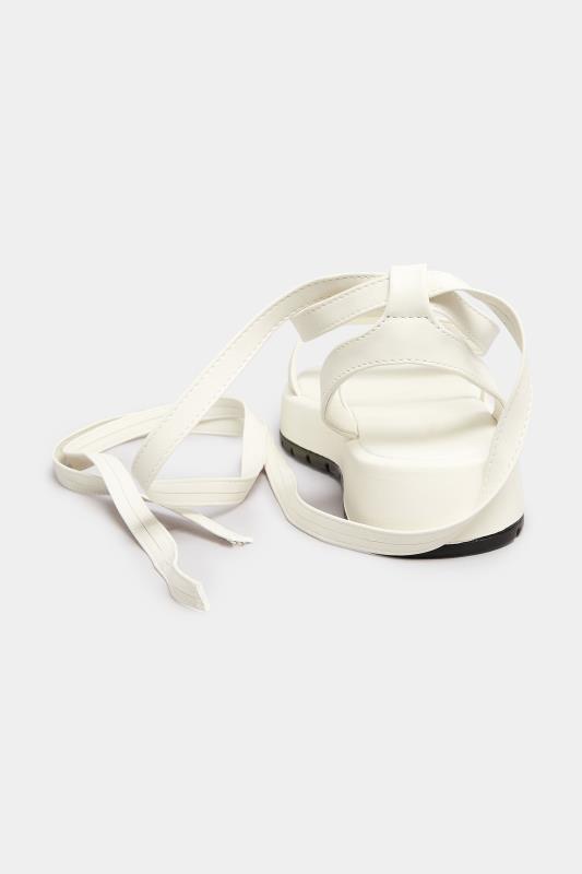 PixieGirl White Ankle Tie Flatform Sandals In Standard Fit | PixieGirl 4