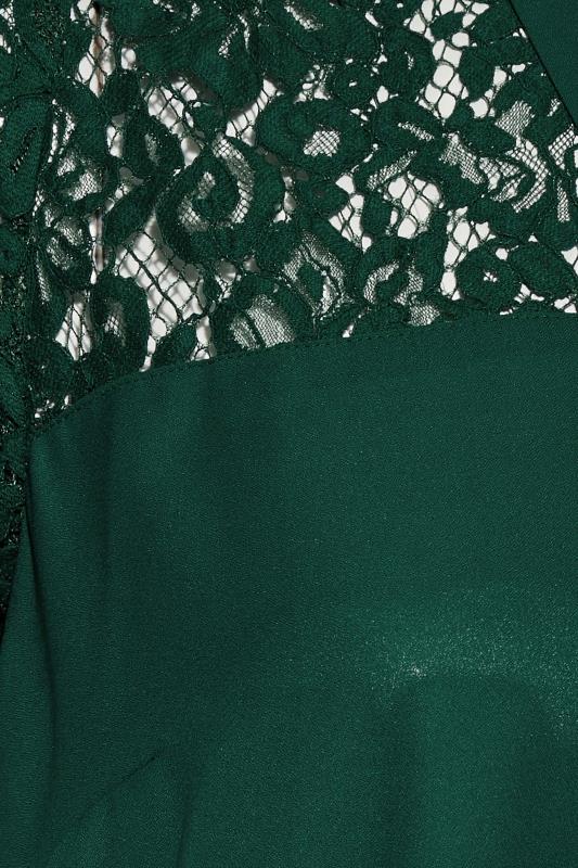 LIMITED COLLECTION Plus Size Forest Green Lace Insert Blouse | Yours Clothing 5
