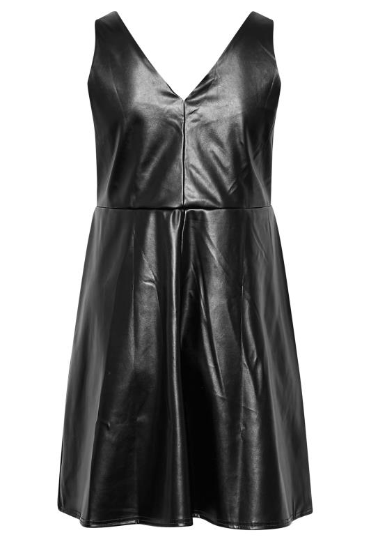 LIMITED COLLECTION Curve Black Leather Look Pinafore Dress 7
