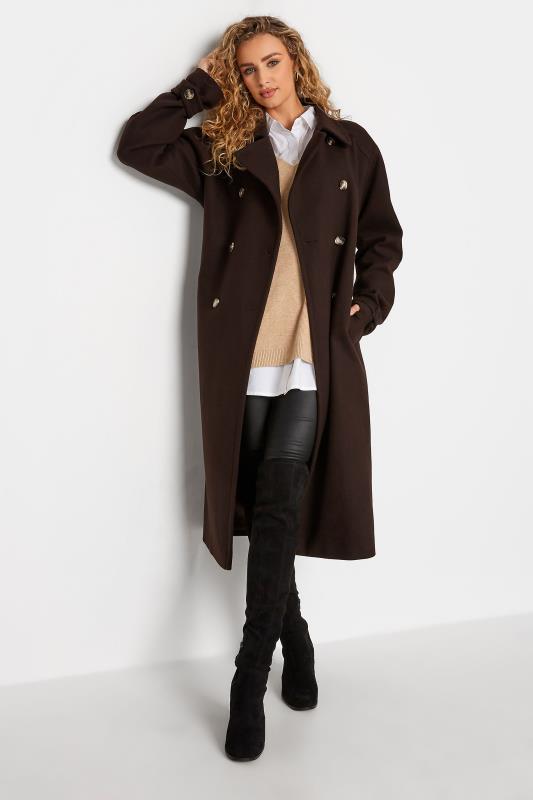 LTS Tall Chocolate Brown Formal Trench Coat 2