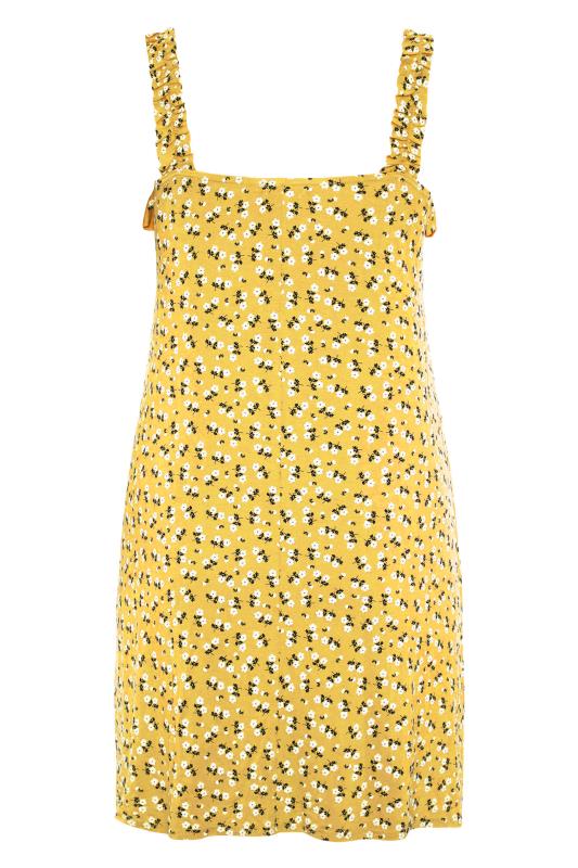 LIMITED COLLECTION Curve Yellow Floral Strappy Frill Dress_BK.jpg