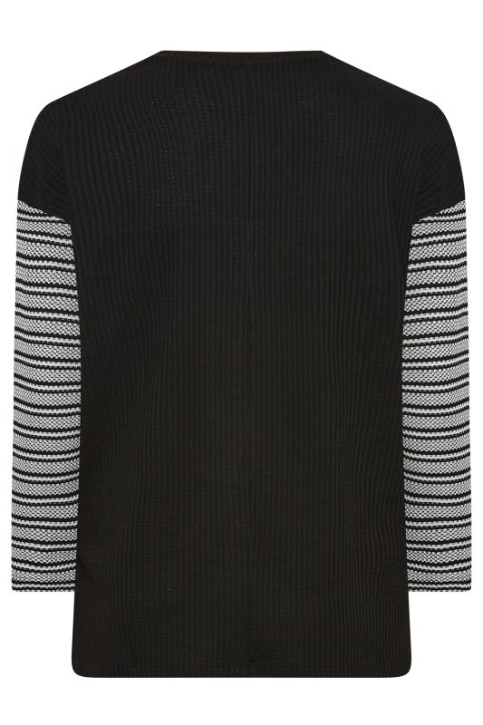 Plus Size Black Stripe V-Neck Top | Yours Clothing 7