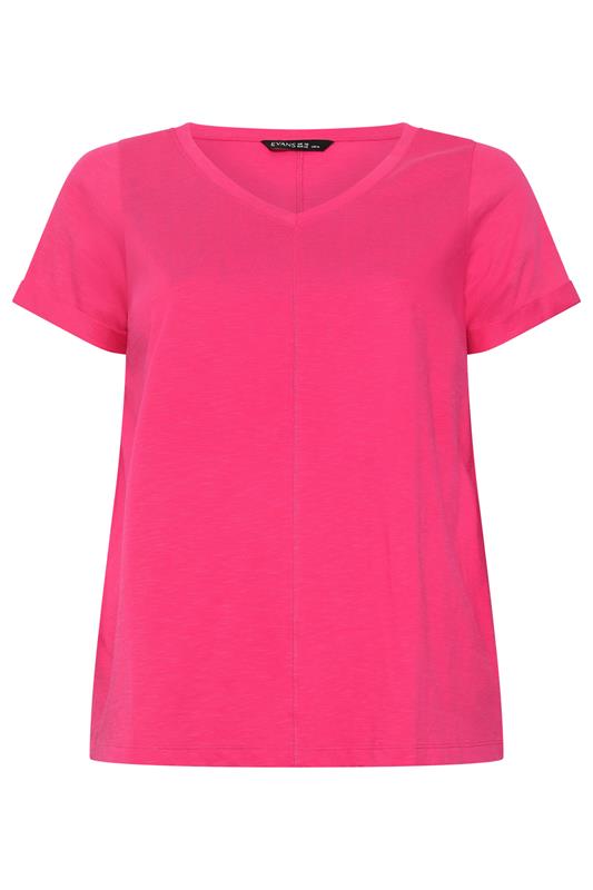 EVANS Plus Size Hot Pink Cotton T-Shirt | Evans 5