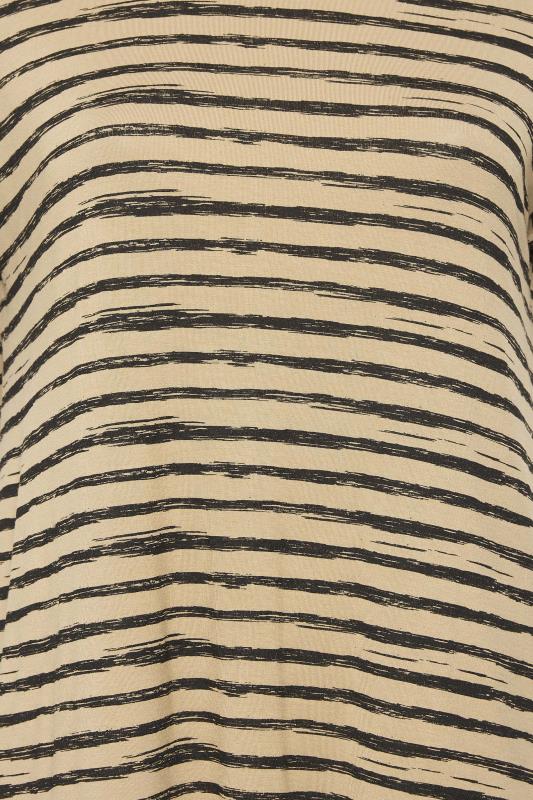YOURS Plus Size Brown Stripe Print Dipped Hem T-Shirt | Yours Clothing 5