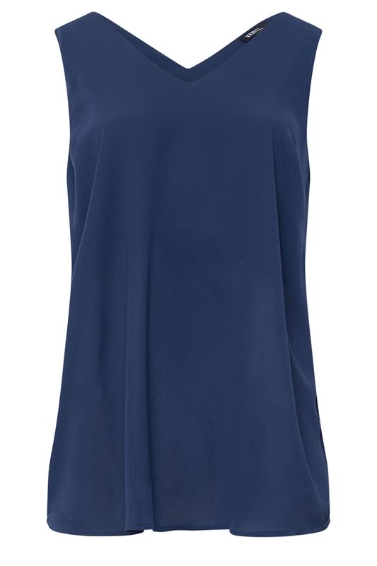 YOURS Plus Size Navy Blue V-Neck Vest Top | Yours Clothing 5