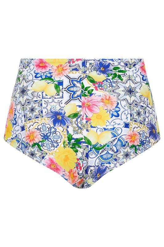 YOURS Plus Size Blue Mediterranean Tile Super High Waisted Bikini Briefs | Yours Clothing 7