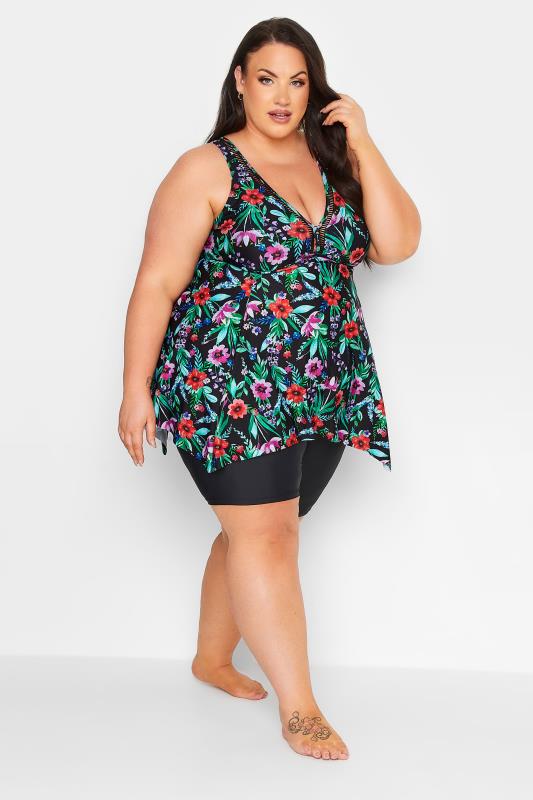 YOURS Plus Size Black Floral Print Tankini Top  | Yours Clothing 3