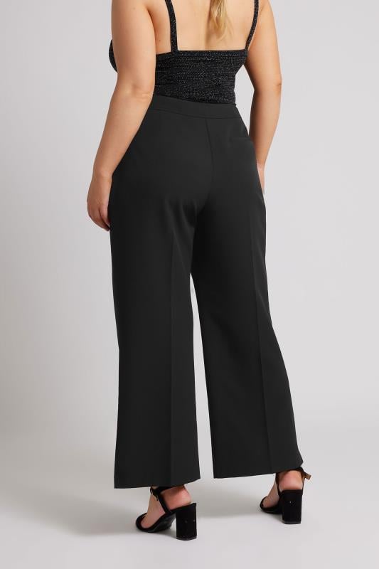 YOURS LONDON Plus Size Black Tailored Wide Leg Trousers | Yours Clothing 5