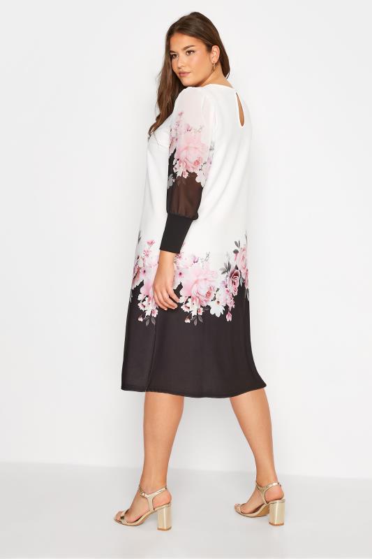 YOURS LONDON Plus Size White Floral Border Dress | Yours Clothing 3