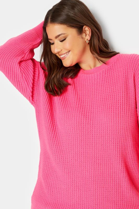YOURS Plus Size Neon Pink Knitted Jumper | Yours Clothing 4