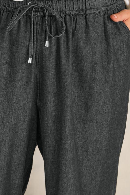 EVANS Plus Size Black Denim Cotton Wide Leg Trouser | Evans 5