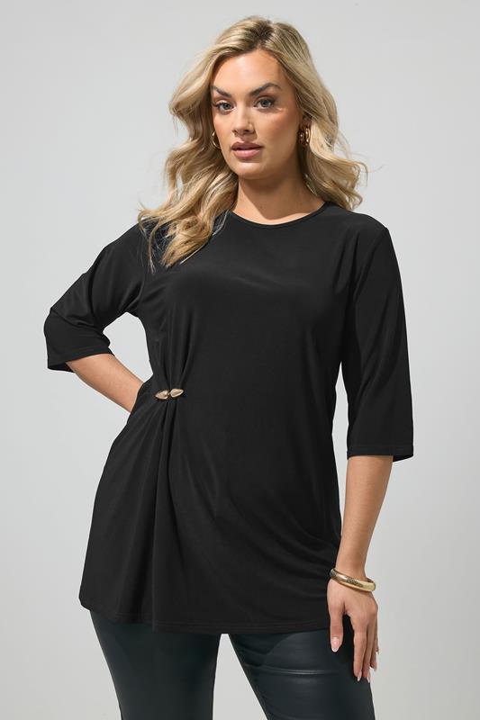  YOURS LONDON top negro con detalle de hebilla
