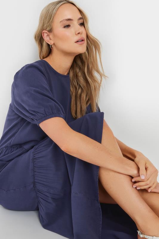 LTS Tall Navy Blue Wash Tiered Smock Dress | Long Tall Sally 5