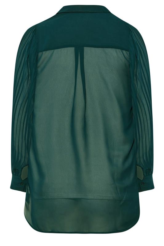 YOURS LONDON Plus Size Dark Green Pleat Sleeve Shirt | Yours Clothing 6
