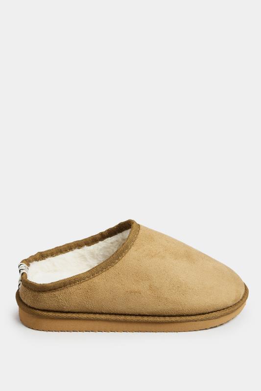 Beige Brown Faux Fur Lined Mule Slippers In Wide E Fit | Yours Clothing 3