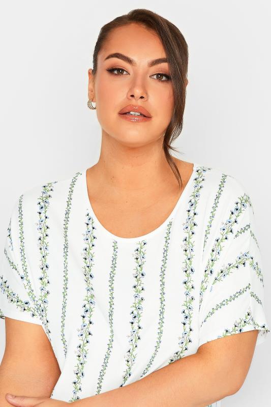 YOURS Plus Size White Floral Round Neck Top | Yours Clothing 4