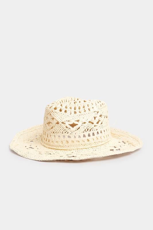 Cream Straw Cut Out Cowboy Hat | Yours Clothing 2
