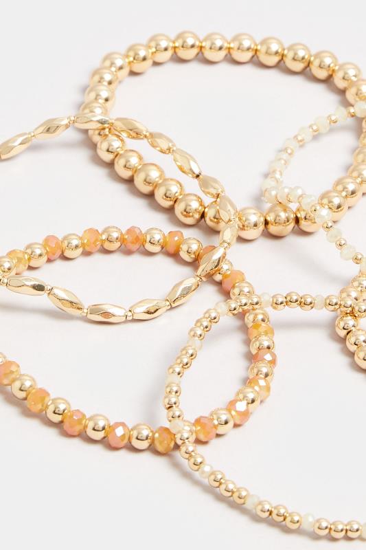 6 PACK Gold Tone Stretch Mixed Bead Bracelets | Yours Clothing 3