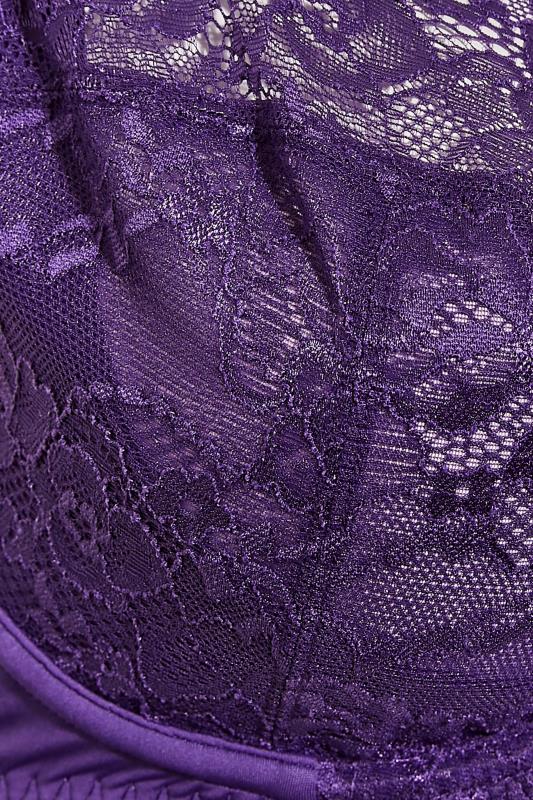Plus Size Purple Stretch Lace Non-Padded Underwired Balcony Bra | Yours Clothing 3
